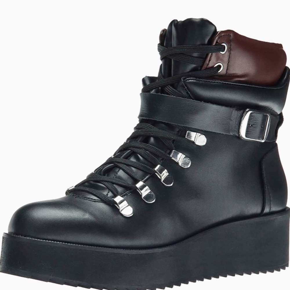 STEVE MADDEN — Super Cool Leather Moto- combat Boots — 6 1/2